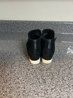 Blondo Black Suede Wedge Sneaker with White Sole thumbnail 4
