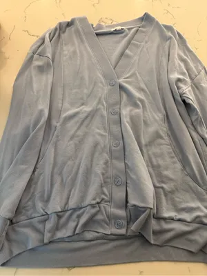 Beyond Yoga Light Sky Blue Button-Up V-Neck Cardigan thumbnail 2