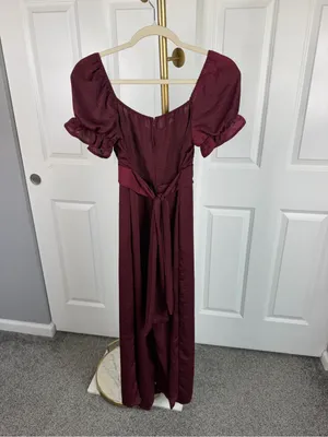 Altar’d State Burgundy Puff Sleeve Wide Leg Jumpsuit Sz S NWOT Fall Boho thumbnail 10