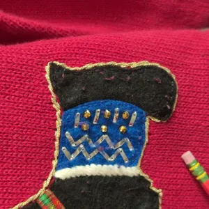 VTG Heirloom Collectibles Red Christmas Dog Applique Cardigan Sweater Size M thumbnail 5