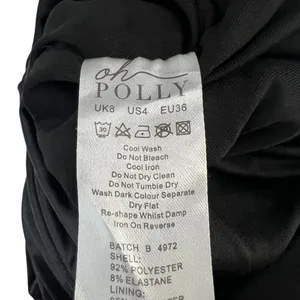 Oh Polly Ruched Metallic Halter Cowl Neck Mini Dress Black Glam Night Out Size 4 thumbnail 6