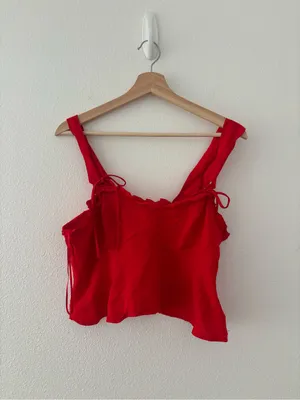 Zara red flutter top new nwt thumbnail 2