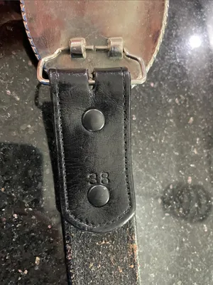 Western Black Leather Belt With Buckle Featuring Two Kissing Horse Heads thumbnail 11