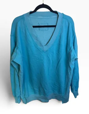 Aerie Sky Blue Oversized V-Neck Sweatshirt thumbnail 1
