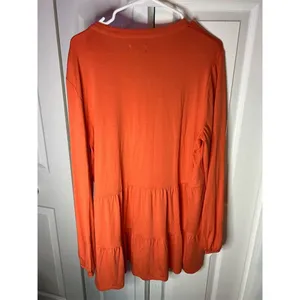 Chic Soul Wonderly Women's XL Orange Button-Up Tunic Top Long Sleeve Casual thumbnail 3