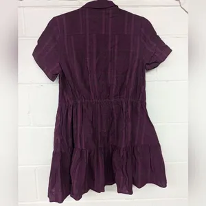 new Free people purple checkered mini dress short sleeve plaid printed Sz XS 2-4 thumbnail 5