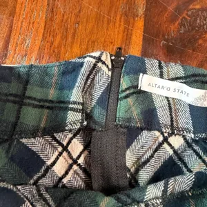 Altar'd State Green Plaid Flannel Mini Skirt Size S A-Line Side Zip G1207V080JD thumbnail 7
