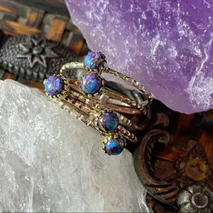 Two-Tone Copper Purple Turquoise Arizona Multi Band Ring Size 9.5 thumbnail 2
