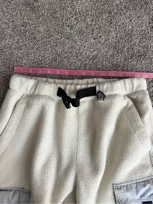 Urban Outfitters Cream Fleece Cargo Utility Pants Gorpcore Size M thumbnail 3