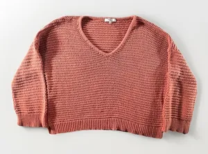 Madewell Open Stitch Cotton Blend Cropped Sweater Rust‎ Orange Size Large thumbnail 1
