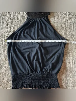 Y2K vintage Black Halter Neck Sequin neck Top Size M thumbnail 4