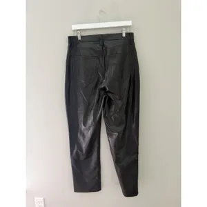 Abercrombie Black Vegan Leather High Rise Curve Love Straight Pants Size 12 thumbnail 6