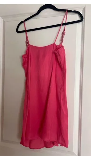 Zara Pink Satin Mini Slip Dress Size Small thumbnail 6