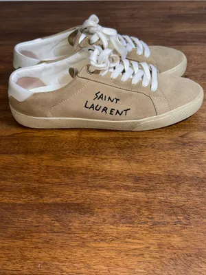Saint Laurent Court ClassicSL/06 Beige Leather and‎ Suede Low Top Sz 39.5/9-9.5 thumbnail 2