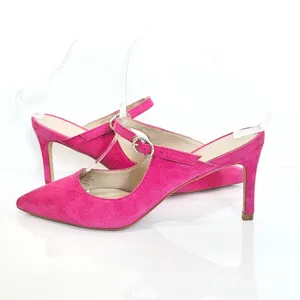 Stuart Weitzman Dazzle 75 Mule Pink Suede Crystal Buckle Mary‎ Jane Heels 6.5 thumbnail 3