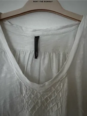 Anthropologie Women’s White Short-Sleeve V-Neck Smocked Tunic thumbnail 4