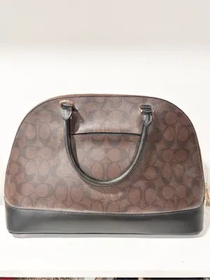 Coach Katy Satchel In Signature Canvas Brown Black Shoulder Bag thumbnail 7