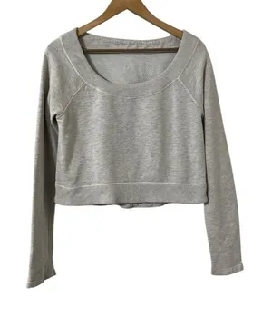 LULULEMON Good Karma Crop Gray Sweatshirt Pullover Crew Top thumbnail 1