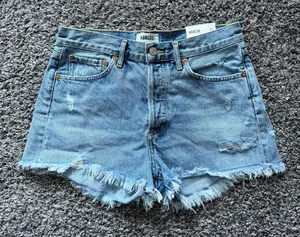 Agolde Parker Light Wash Distressed Denim Cutoff Shorts thumbnail 1