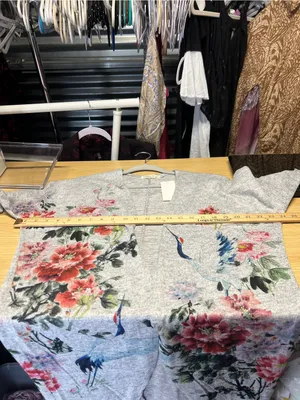 Ginger‎ G Floral Crane Print Soft Knit Open Front Cardigan Size S thumbnail 12