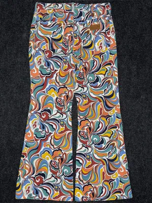 Free People x Wrangler Women’s Latigo Printed High Rise Flare Jeans Sz 32 x 34 thumbnail 1
