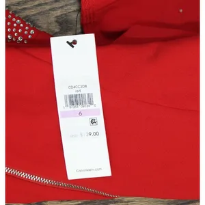 Calvin Klein Womens Embellished Bell Sleeve Back Zip Dress CD4CC3D8 Red 6 thumbnail 4