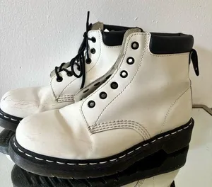 Dr. Martens White Leather Boots Size 8 thumbnail 1