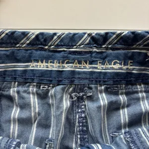 American Eagle Womens Blue belted High Waisted Striped‎ Wide Leg Pants Size 4 thumbnail 5