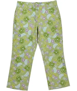 Lilly Pulitzer Crop Pants Green 6 Women Tropical Fruit Floral Print Stretch thumbnail 1