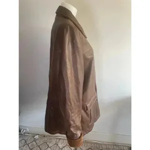 Vintage Women's Wilson's‎ Leather Jacket Coat XL Brown Corduroy Cuffs Excellent! thumbnail 5