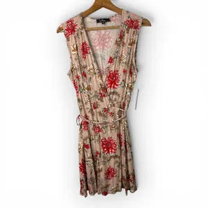 Lulus Floral Wrap Dress Best In Bloom Blush Tassel Sleeveless V-Neck Mini M NEW thumbnail 2