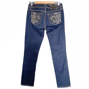 Miss Me Women's Easy Skinny Jeans Size 27 | 4 Dark Wash FDL Embellished Y2K Jean thumbnail 3
