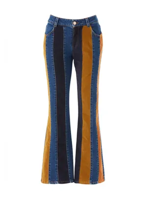 See by Chloé Flared Patchwork Striped Jeans Size 24 thumbnail 4