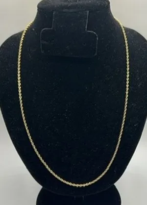 Mens Rope Chain 2mm 24 Inch Real Gold Miami Layering Plated Solid Everyday New thumbnail 1