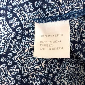 Ava Christine‎ Blue & White Geometric Sleeveless Blouse Split Neck Top Navy M thumbnail 8