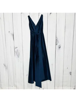 Jenny Yoo Silk Chiffon Navy Blue Gown Formal Evening Dress Sleeveless Sz 0 thumbnail 5