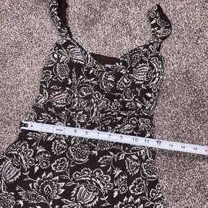 Ann Taylor Floral Ruffle Strap Tank Top Brown White Cinched Waist Boho Size 8 thumbnail 5