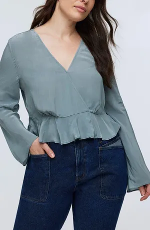 Madewell NWT  Wrap Bell Sleeve Blouse thumbnail 1