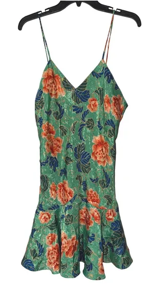 Victoria’s Secret Vintage‎ Gold Label Floral Jacquard Slip Dress Green Orange M thumbnail 1