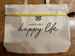 Happy Feet Happy Life Tote Bag Canvas never used Durable Great For Groceries Etc thumbnail 2