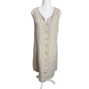 Terzo Millennio Linen Button Front Dress M Made in Italy Coastal thumbnail 2