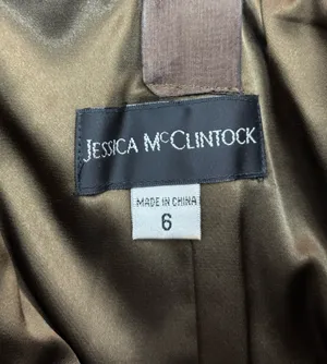 Jessica McClintock Dress Size 6 Brown Taffeta One Shoulder Ruched Ruffle Mini thumbnail 4