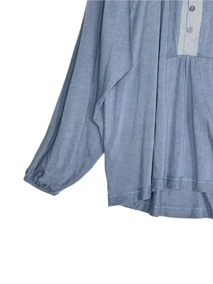 We The Free Free People Blue Boho Peasant Top Balloon Sleeve Medium oversized thumbnail 5