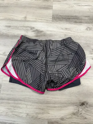 Umbro Women's Grey Geometric Running Shorts with Pink Trim thumbnail 2
