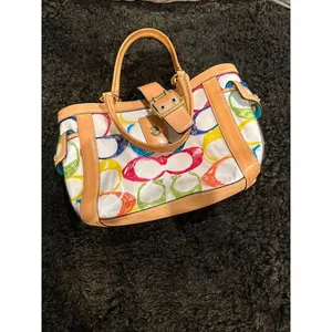 Coach Multicolor PVC Scribble Vachetta Leather Trim Tote Handbag Bag For Women thumbnail 2