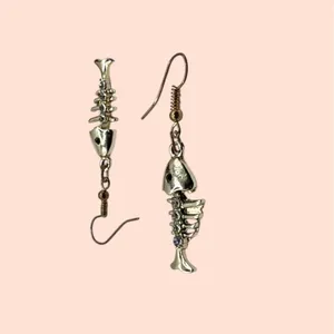Zircon Crystal Fish Bone Dangle Earrings: Silver Plated Boho Jewelry thumbnail 7