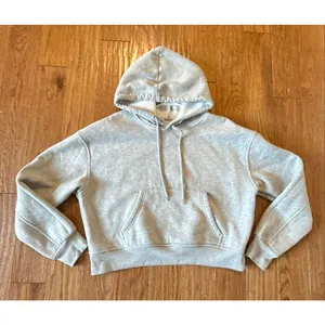 Amazon cropped grey pullover hoodie size M thumbnail 3