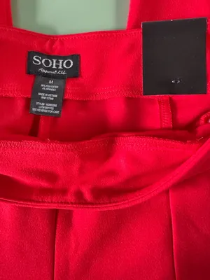 SOHO Apparel Red Slim Ankle Pants Zip Pocket Stretch Career Chic Size M NWT thumbnail 8