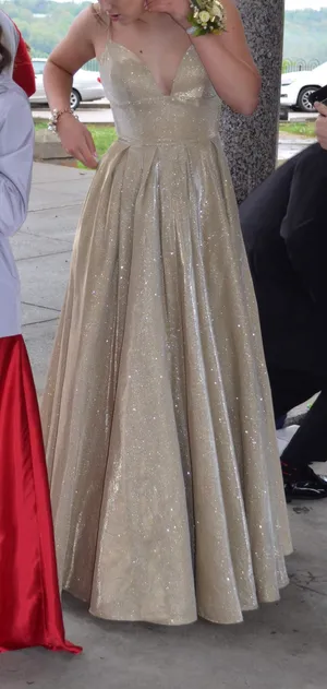 Sherri Hill Gold Prom Dress thumbnail 3