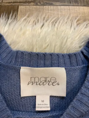 Anthropologie Mare Mare Cinched crew neck sweater with loop knit detail blue M thumbnail 7
